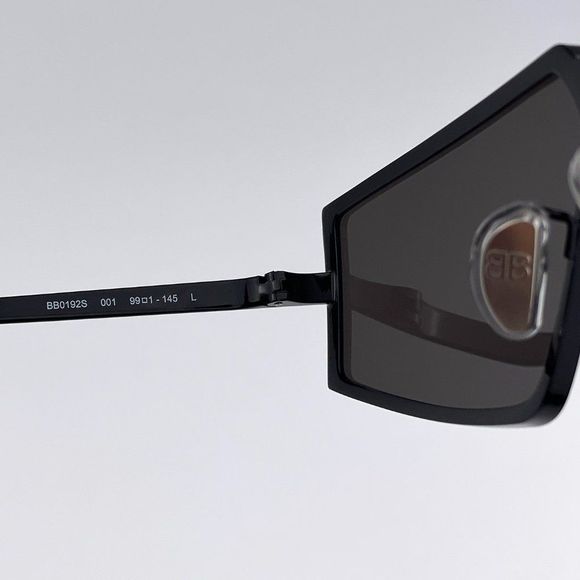 Balenciaga BB0192S 001 Sunglasses Black Shiny Rectangle Unisex main image 4